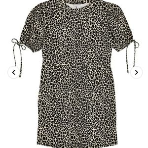 Animal Print Tie Puff Sleeve Minidress